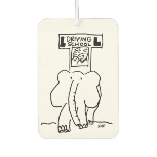 Elephant Driving School Cartoon Autolufterfrischer