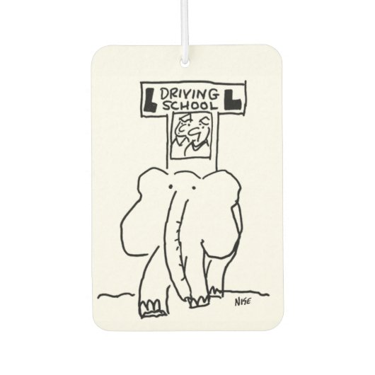 Elephant Driving School Cartoon Autolufterfrischer (Vorderseite)