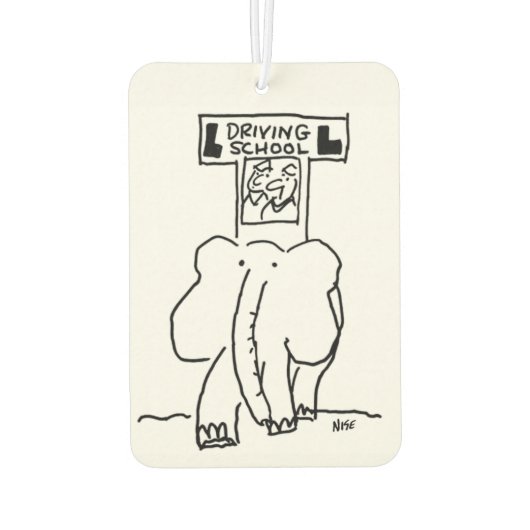 Elephant Driving School Cartoon Autolufterfrischer (Rückseite)