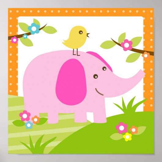 Elephant Dschungel Animal Kinderzimmer Wand Prinz Poster (Vorne)
