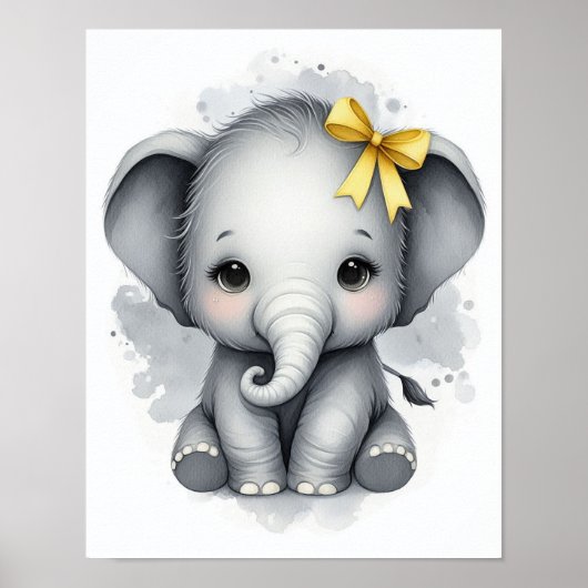 Elephant Dschungel Kinderzimmer Wine Art Poster (Vorne)