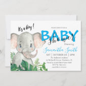 Elephant Dschungle Safari-Einladung Ankündigung (Vorderseite)