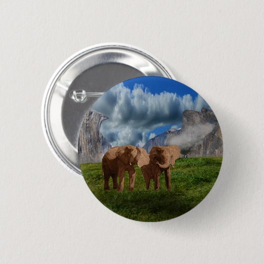 Elephant Duo Ölfarbe, Button-Abzeichen Button (Vorne & Hinten)