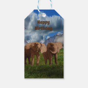 Elephant Duo Ölfarbe, Geburtstagsgeschenk-Tags Geschenkanhänger