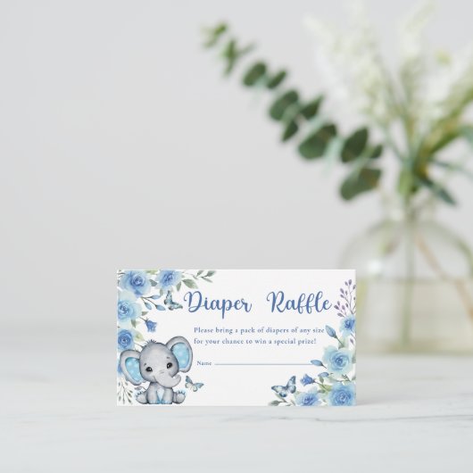 Elephant Dusty Blue Rose Babydusche Windelwanne Begleitkarte (Stehend Vorderseite)