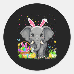 Elephant Easter Egg Hunt Bunny Oar Elephant Happy Runder Aufkleber