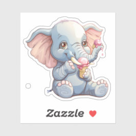 Elephant Eating Ice Cream Aufkleber