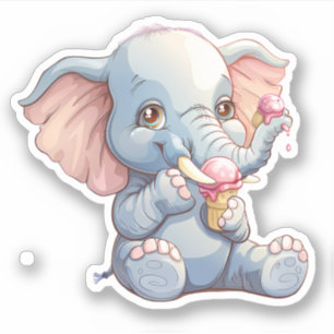 Elephant Eating Ice Cream Aufkleber