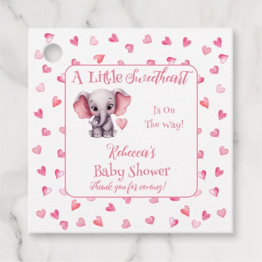 Elephant eine kleine Sweetheart Girl Baby Dusche Geschenkanhänger (Vorderseite)