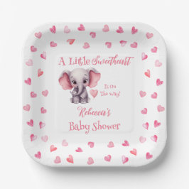 Elephant eine kleine Sweetheart Girl Baby Dusche Pappteller