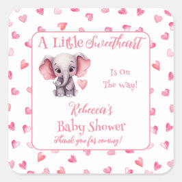 Elephant eine kleine Sweetheart Girl Baby Dusche Quadratischer Aufkleber