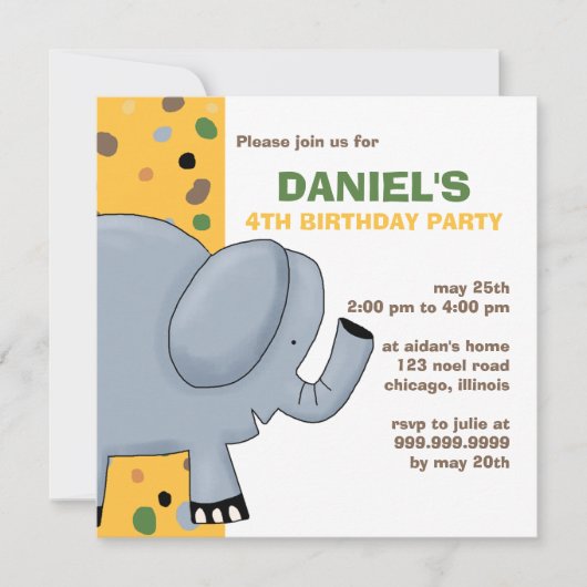 Elephant ・ Einladung zum Geburtstag (Vorderseite)