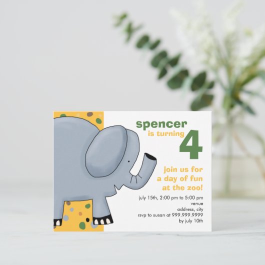 Elephant ・ Einladung zum Geburtstag (Stehend Vorderseite)