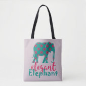 Elephant Elegant Floral Funny Ladylike Silhouette Tasche (Vorderseite)
