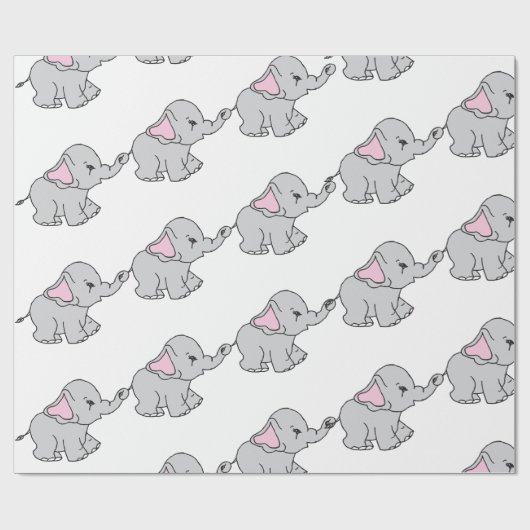 Elephant Elephant Cartoon Geschenkpapier (Flach)