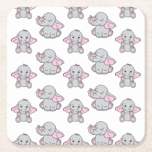 Elephant Elephant Cartoon Rechteckiger Pappuntersetzer (Vorderseite)