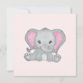 Elephant Es ist ein Girl Pink Foto Geburtshinweis (Rückseite)
