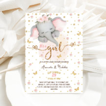 Elephant Es ist ein Mädchen Soft Pink Boho Babydus