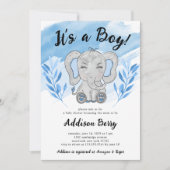Elephant Es ist eine Baby Blue Baby Dusche Einladung (Vorderseite)