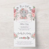 Elephant Es ist eine Girl Pink Babydusche All In One Einladung (Innen Boden)