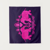 Elephant Ethnic Print Pink Blue Wandteppich (Vorderseite)