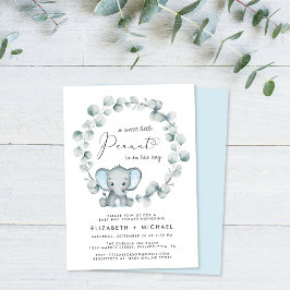 Elephant Eucalyptus Baby Boy Couples Dusche Einladung
