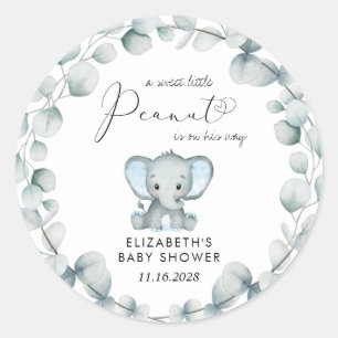 Elephant Eucalyptus Baby Boy Dusche Runder Aufkleber