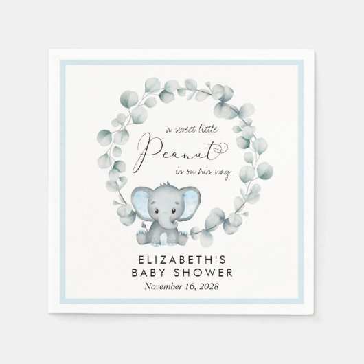 Elephant Eucalyptus Baby Boy Dusche Serviette (Vorderseite)