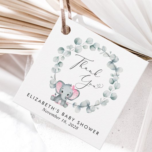 Elephant Eucalyptus Baby Girl Dusche Vielen Dank Geschenkanhänger