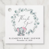 Elephant Eucalyptus Baby Girl Dusche Vielen Dank Geschenkanhänger (Vorderseite)
