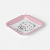 Elephant Eucalyptus Baby Girl Shower Pappteller (Gewinkelt)
