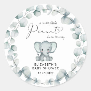Elephant Eucalyptus Baby Shower Runder Aufkleber
