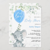 Elephant Eukalyptus-Ballon Oh Junge Dusche Einladung (Vorne/Hinten)