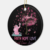 Elephant Faith Hope Liebe Brustkrebs Bewusstsein Keramik Ornament (Links)