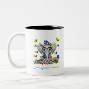 Elephant Faith Hope Liebe Down Syndrome Awareness Zweifarbige Tasse