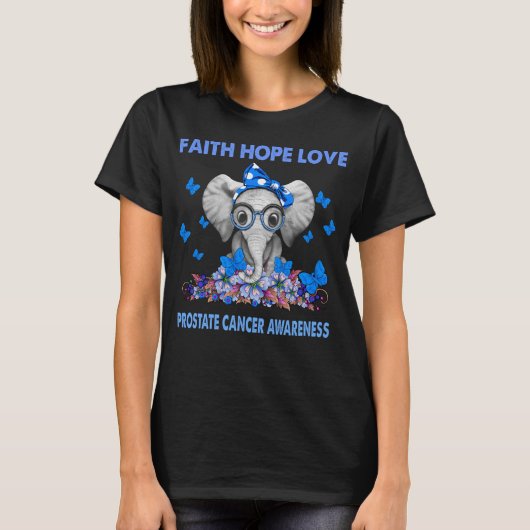 Elephant Faith Hope Liebe PROSTATE CANCER AWARENZ T-Shirt (Vorderseite)