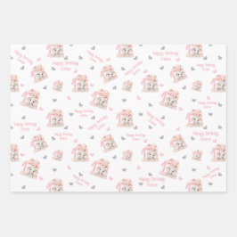 Elephant Fall 1. Geburtstagskarte Personalisierter Geschenkpapier Set