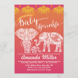 Elephant Family Baby Sprinkle - Indische Inspirati Einladung