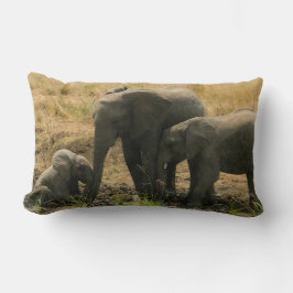 Elephant Family Bonding Lumbar Kissen