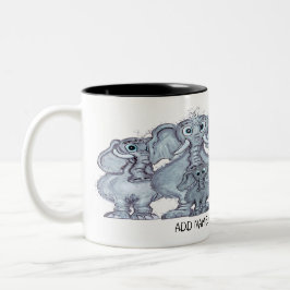 Elephant family cartoon zweifarbige tasse