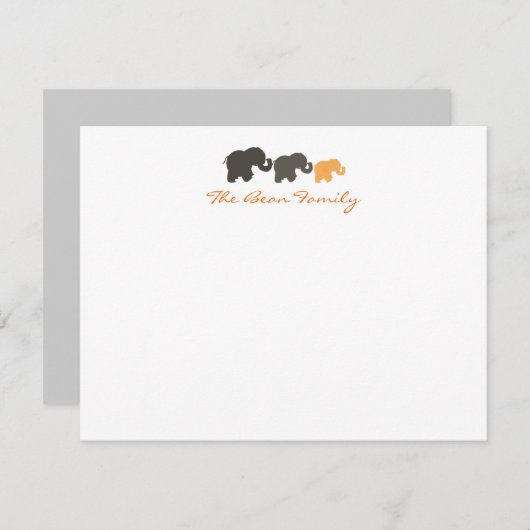 Elephant Family Flat Notecards Mitteilungskarte (Vorne/Hinten)
