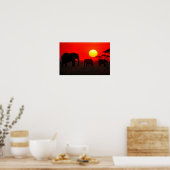Elephant Family in Sunset Poster (Küche)