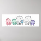 Elephant Family Poster Print (Vorne)