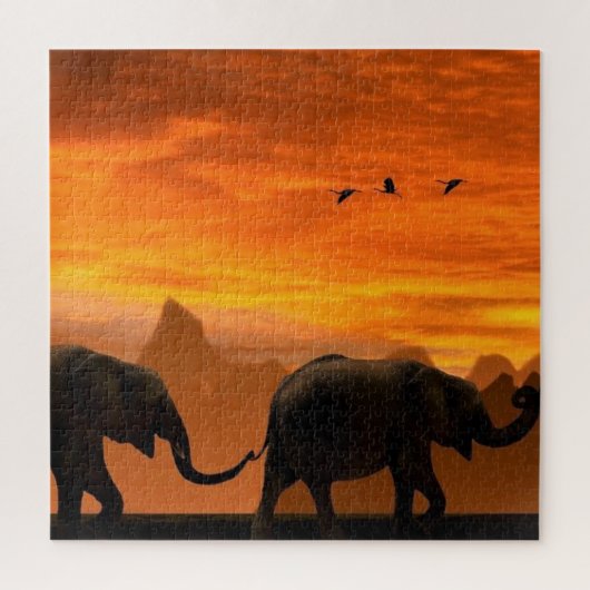 Elephant Family Puzzle Sunset (Vertikal)