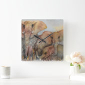 ELEPHANT FAMILY QUADRATISCHE WANDUHR (Zuhause)