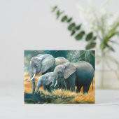 Elephant Family Safari Postcard Postkarte (Stehend Vorderseite)