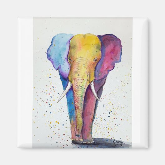 Elephant farbenfrohe Wasserfarbe Magnet (Vorne)