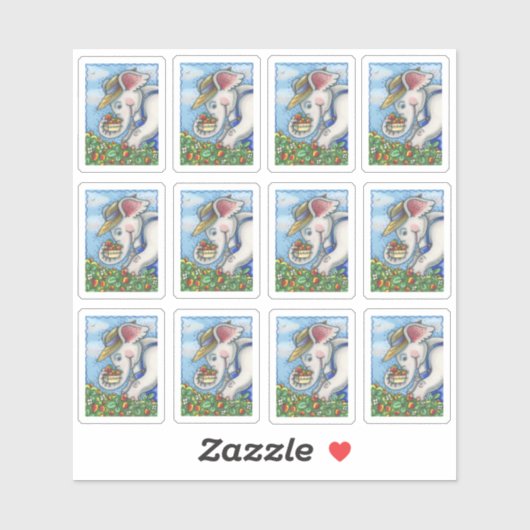 ELEPHANT FARM PICKING STRAWBERRIES IN BIB OVERALLS AUFKLEBER (Blatt)