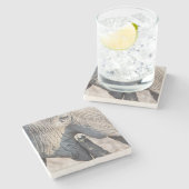 Elephant Feeding Steinuntersetzer (Seitenansicht)