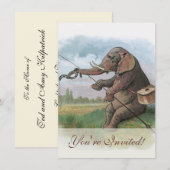 Elephant Fischer Fishing Illustration Einladung (Vorne/Hinten)